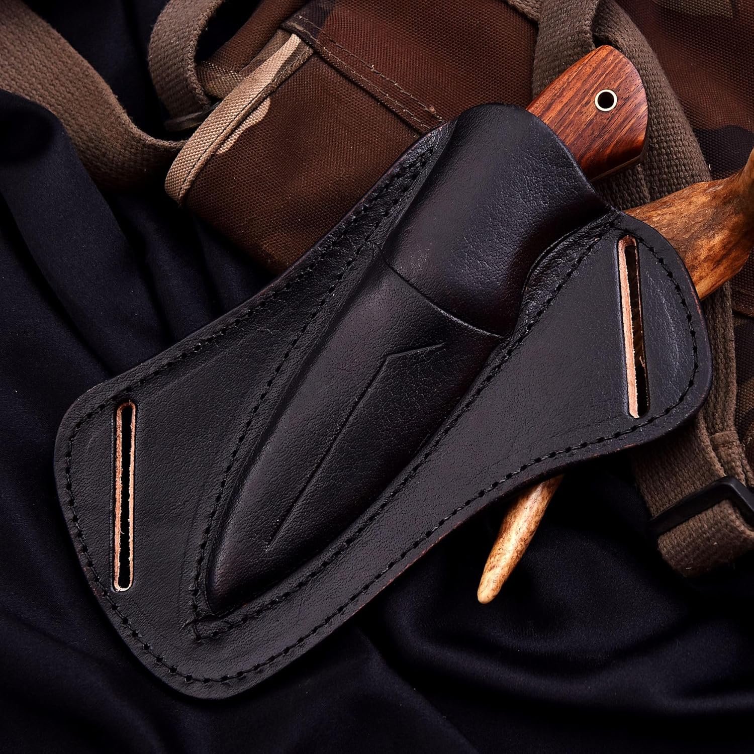 8 Inches Fixed Blade Hunting Knife With Leather Sheath  Ideal For Outdoor Camping Skinning And Surv 2