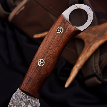 Fixed Blade Hunting Knife Full Tang Handmade Damascus Steel Sharp Edge Rosewood Handle EDC Camping  1