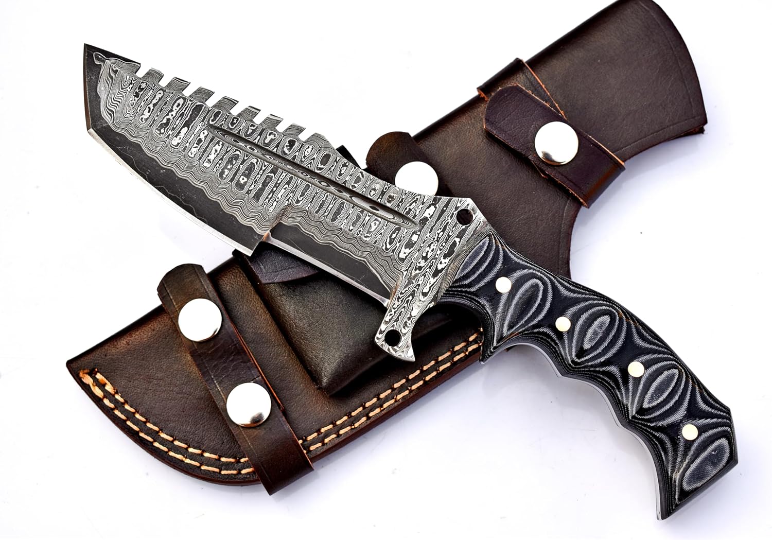Tracker Knife Hunting Knife Full Tang Handmade Damascus Steel Sharp Edge EDC Camping Knife Ideal Gr 1