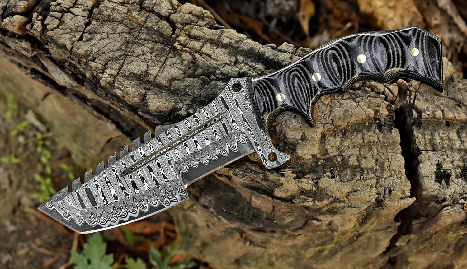 Tracker Knife Hunting Knife Full Tang Handmade Damascus Steel Sharp Edge EDC Camping Knife Ideal Gr 2
