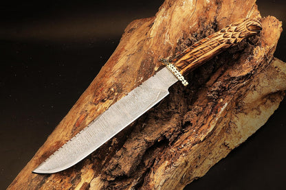 16-Inch Premium Handcrafted Damascus Steel Hunting Knife Edge EDC Camping Knife Ideal ASHA WOOD HANDLE