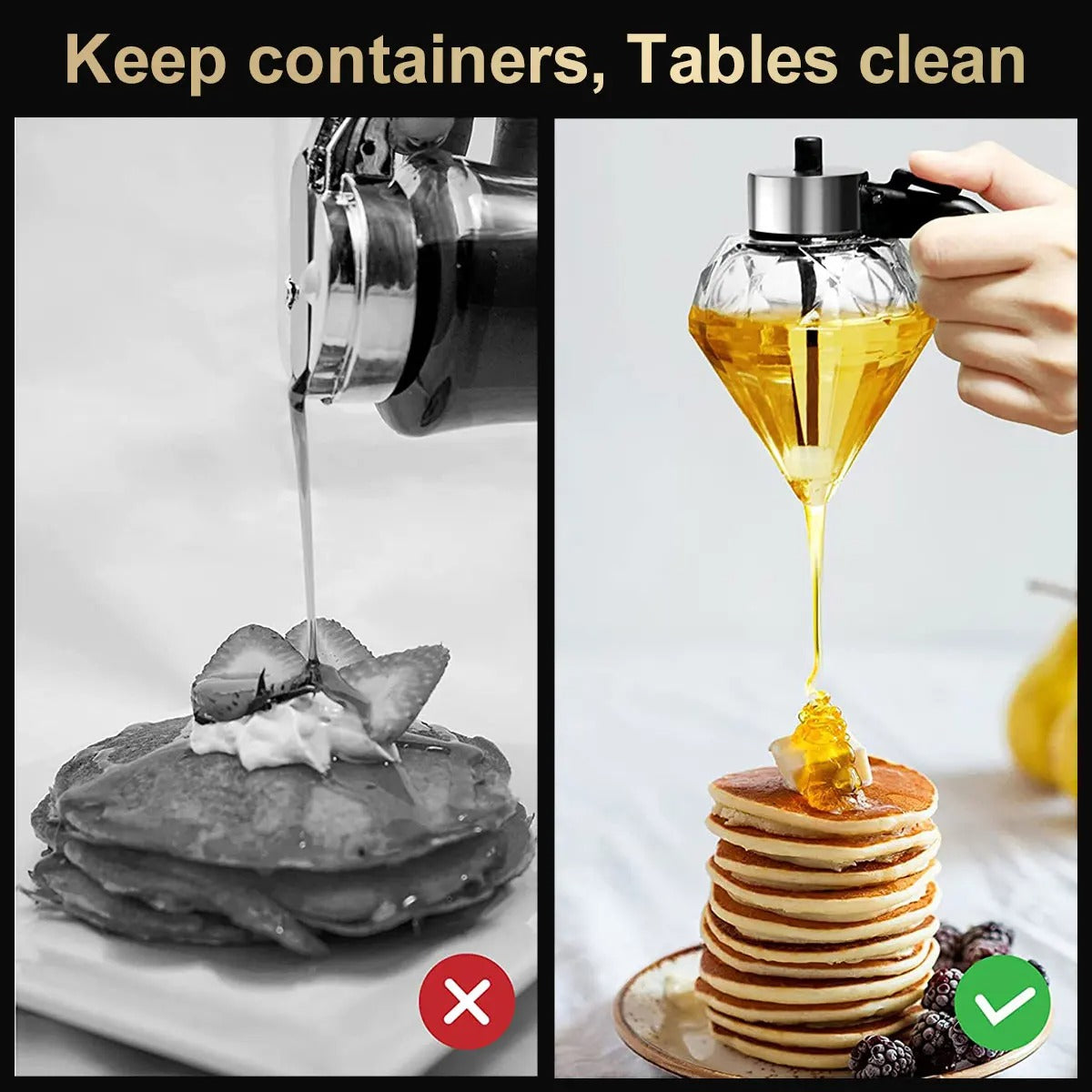 Elegant DiamondShaped Glass Honey Dispenser  200ml Multifunctional Kitchen Oil  Vinegar Bottle 6