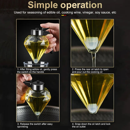 Elegant DiamondShaped Glass Honey Dispenser  200ml Multifunctional Kitchen Oil  Vinegar Bottle 5