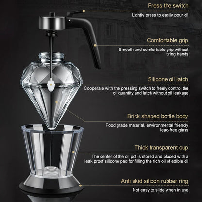 Elegant DiamondShaped Glass Honey Dispenser  200ml Multifunctional Kitchen Oil  Vinegar Bottle 3