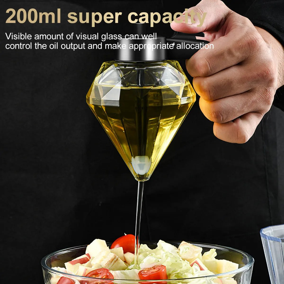 Elegant DiamondShaped Glass Honey Dispenser  200ml Multifunctional Kitchen Oil  Vinegar Bottle 4