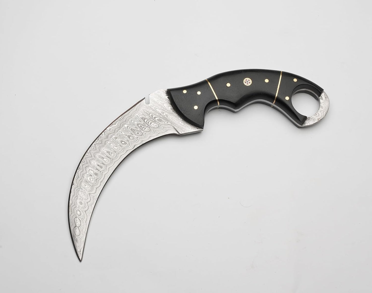 10 Damascus Karambit Knife With Leather Sheath  Handmade Survival Claw Tactical Teeth Knife 1