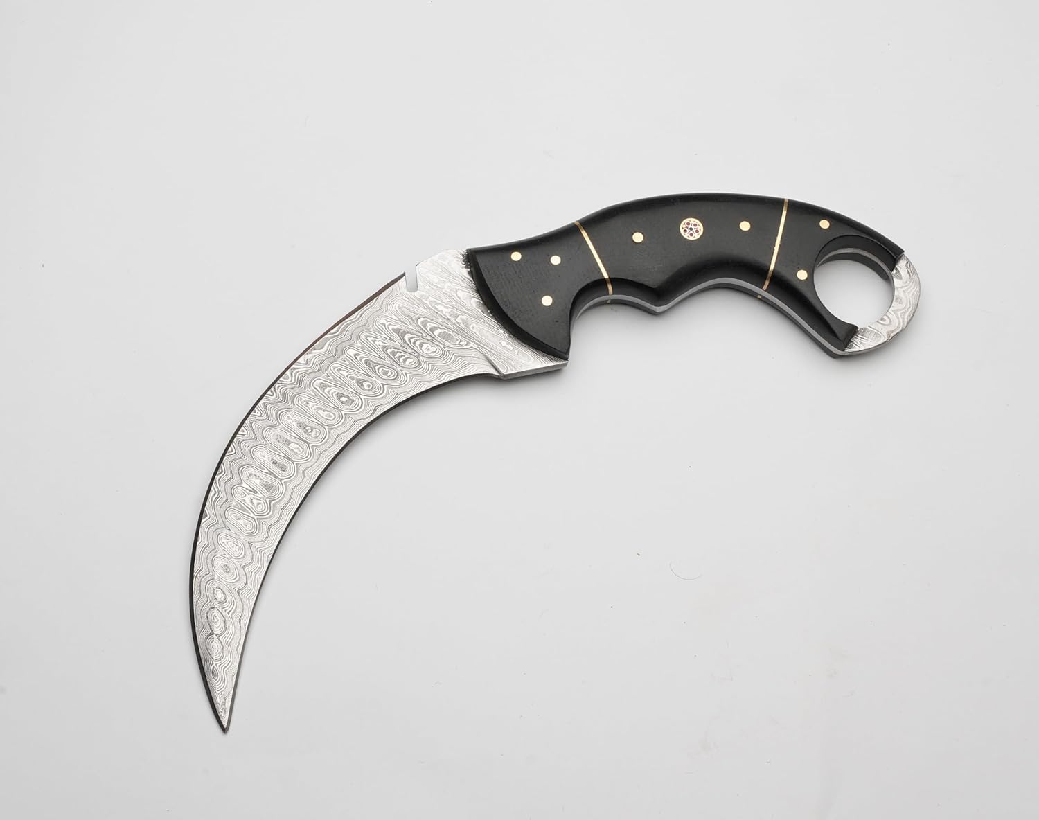 10 Damascus Karambit Knife With Leather Sheath  Handmade Survival Claw Tactical Teeth Knife 1