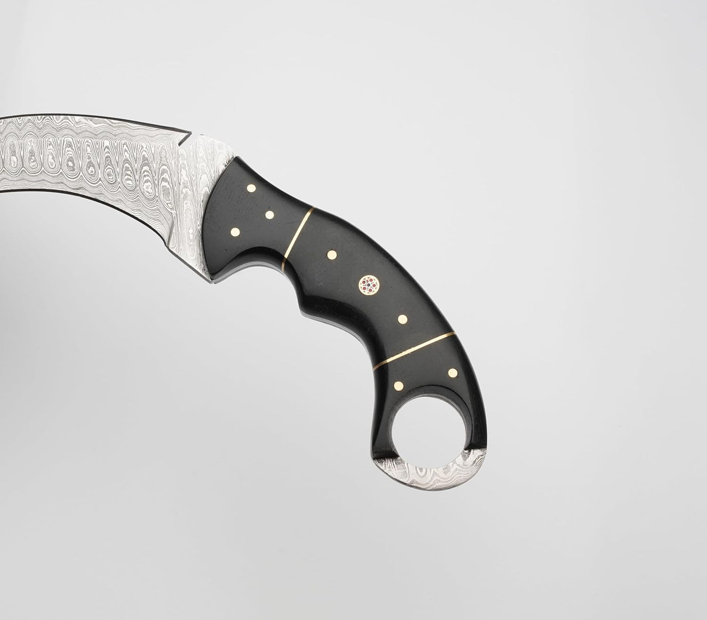 10 Damascus Karambit Knife With Leather Sheath  Handmade Survival Claw Tactical Teeth Knife 3