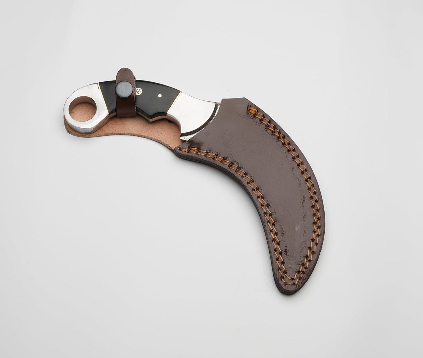 Karambit Knife  Black And Silver Handle  Damascus Steel Blade  Sleek TwoTone Design For A Premium L 4