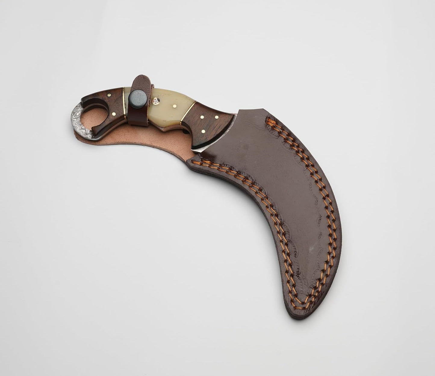 Karambit Knife  Ivory And Brown Handle  Damascus Steel Blade  Unique TwoTone Handle For A Distincti
