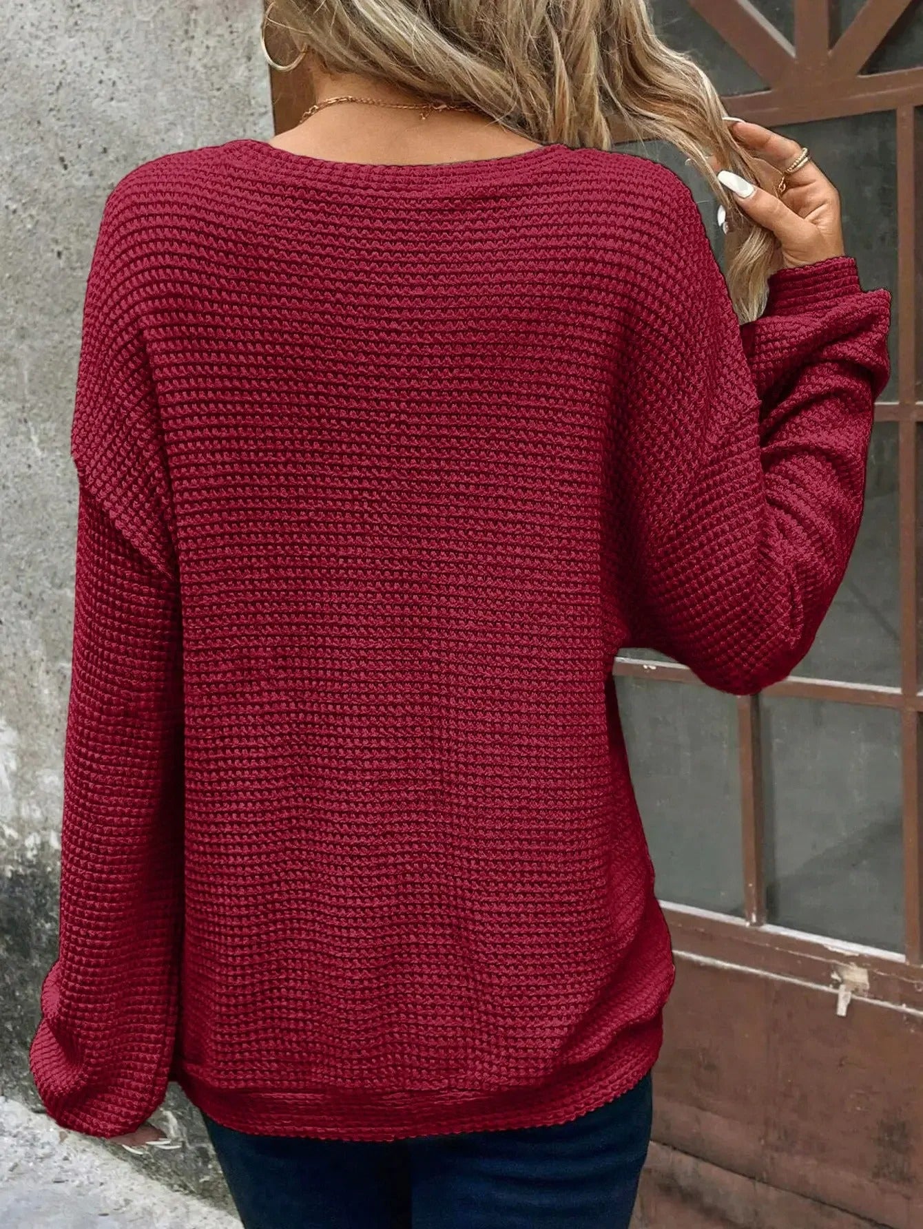 Womens Plus Size Solid Color Round Neck Sweater