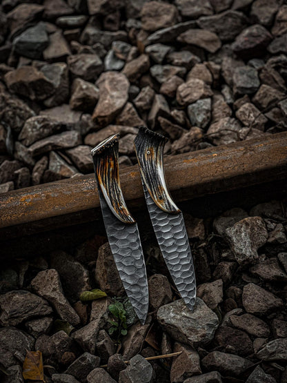 Crown Stag Handle Knife Handmade Antler Knife
