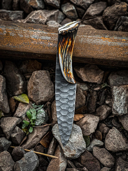 Crown Stag Handle Knife Handmade Antler Knife