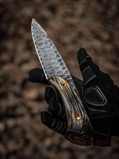 Crown Stag Handle Knife Handmade Antler Knife