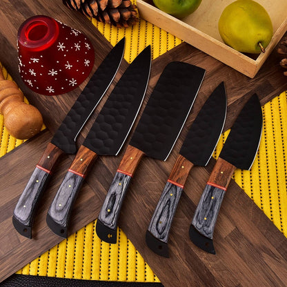 Hand Forged Steel Chef Knife Set Of 5 Knives
