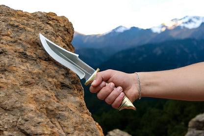 Deer Antler Hunting Knife, Wolf Pattern Knife, Gifts For Him, Custom Engraved Knife - Antler Bowie Knife