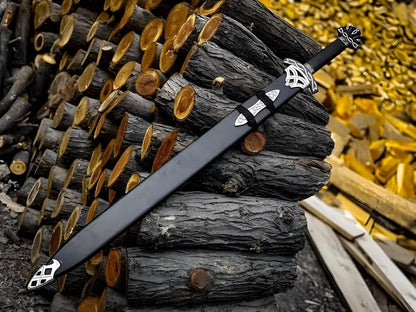 ALFARI 38 Inches Damascus Steel Sword Viking Double Edge Sword With Sheath Handmade Barbarian Sword 2