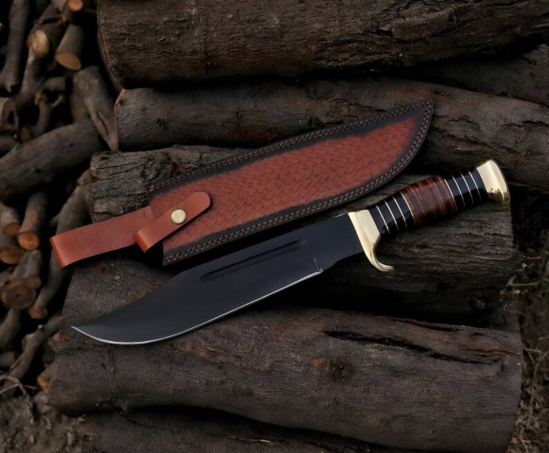 Handmade D2 Steel Powder Coated Crocodile Dundee knife
