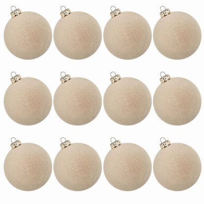 12Pack Velvet Flocked Christmas Tree Ornaments  Elegant Plush Hanging Balls For Holiday Decor  Part 8