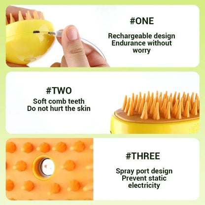 3in1 Electric Pet Grooming Brush With Steam Massage Sprayer For Dogs  Cats 5