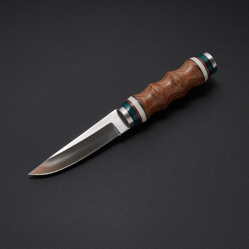 Handmade D2 Steel Skinning Knife - Tactical Hunting Knife with Leather Sheath - Bushcraft Hunting Knife best gift