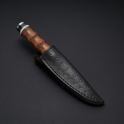 Tactical Hunting Knife with Leather Sheath