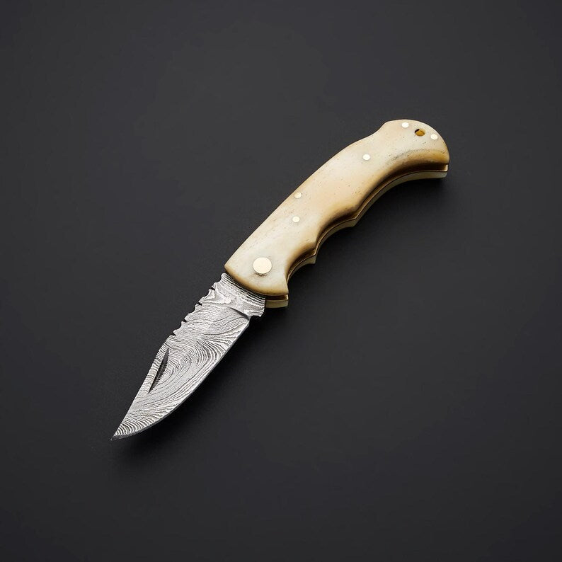 Custom Handmade  Damascus Steel Pocket Knife  Gift For Him  Collectible  Durable Everyday Carry Cus 1