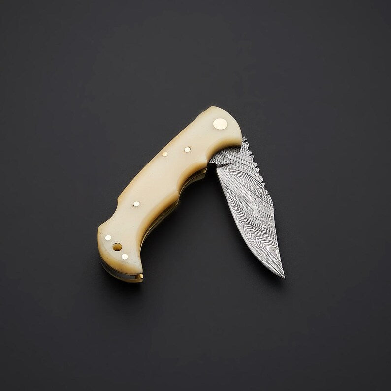 Custom Handmade  Damascus Steel Pocket Knife  Gift For Him  Collectible  Durable Everyday Carry Cus 2