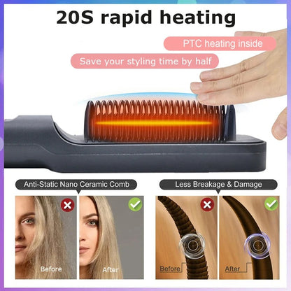 Advanced Electric Hot Comb Straightener With Negative Ion Technology 8