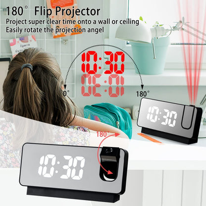 Silent Luminous Projection Alarm Clock for Bedroom