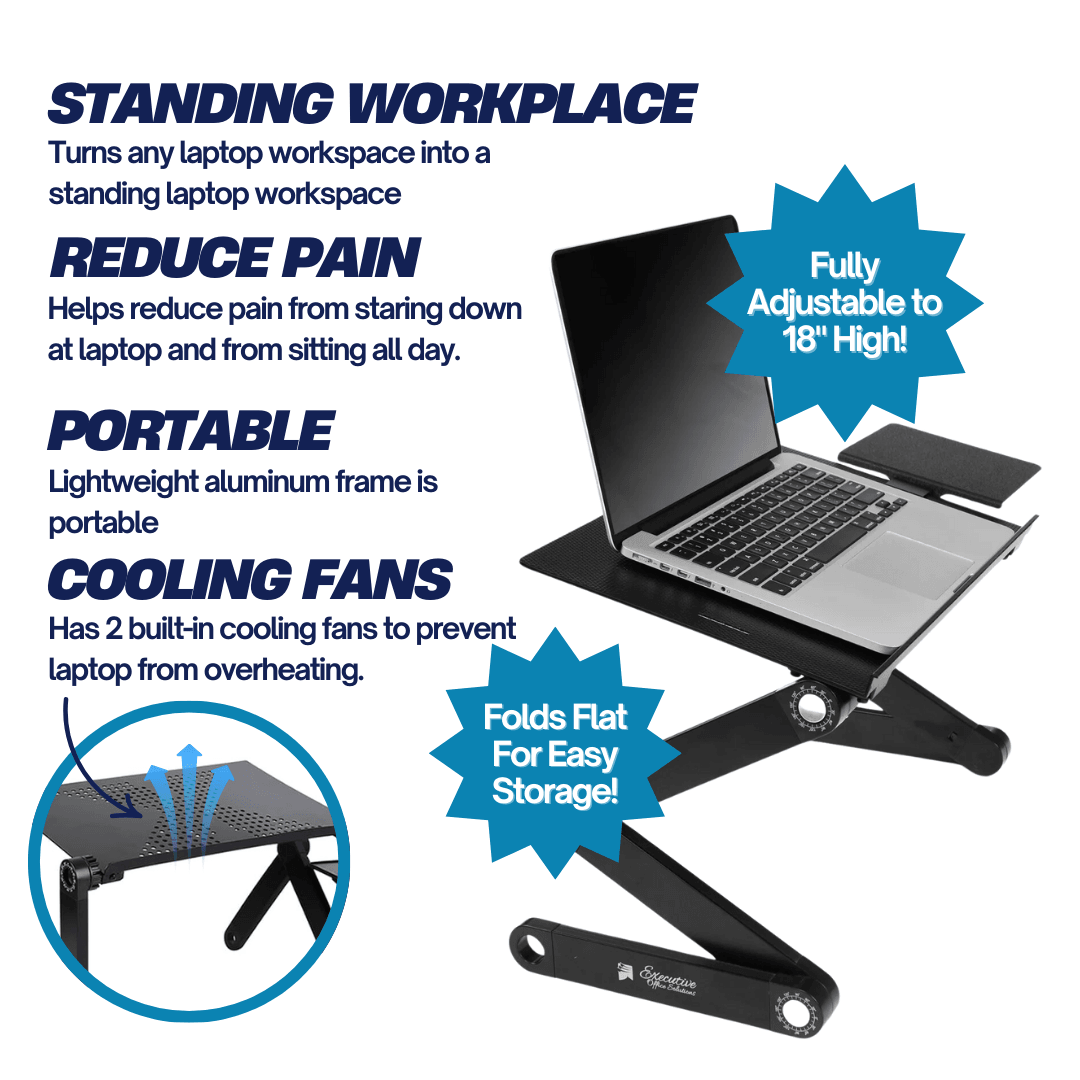 Ergonomic Adjustable Laptop Standing Desk  Sit Or Stand In Comfort Anywhere 2