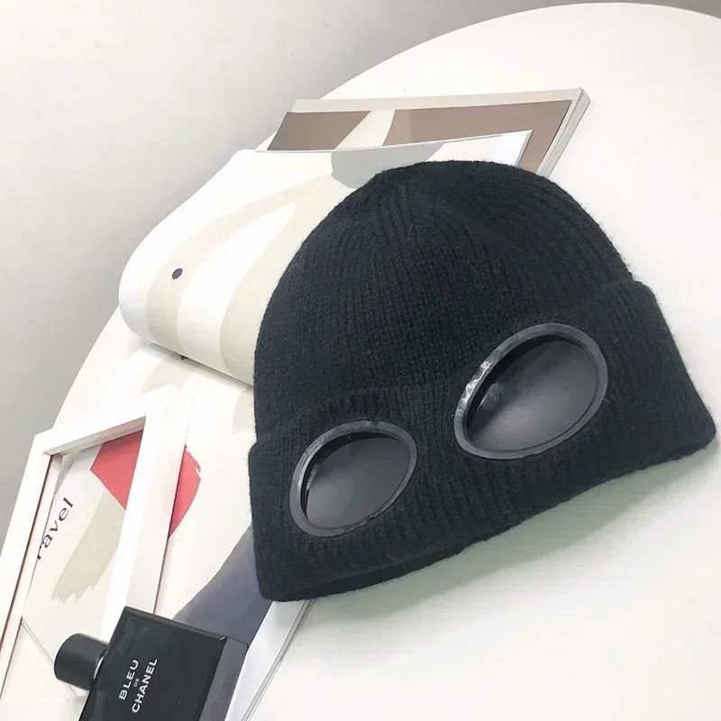 Premium Brimless Winter Hat With Goggles For Men  Women  Neutral Solid Color Skull Knitted Beanie 6