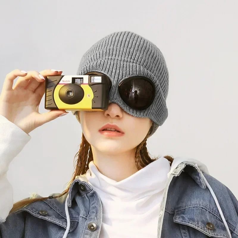 Premium Brimless Winter Hat with Goggles for Skiing and Snowboarding