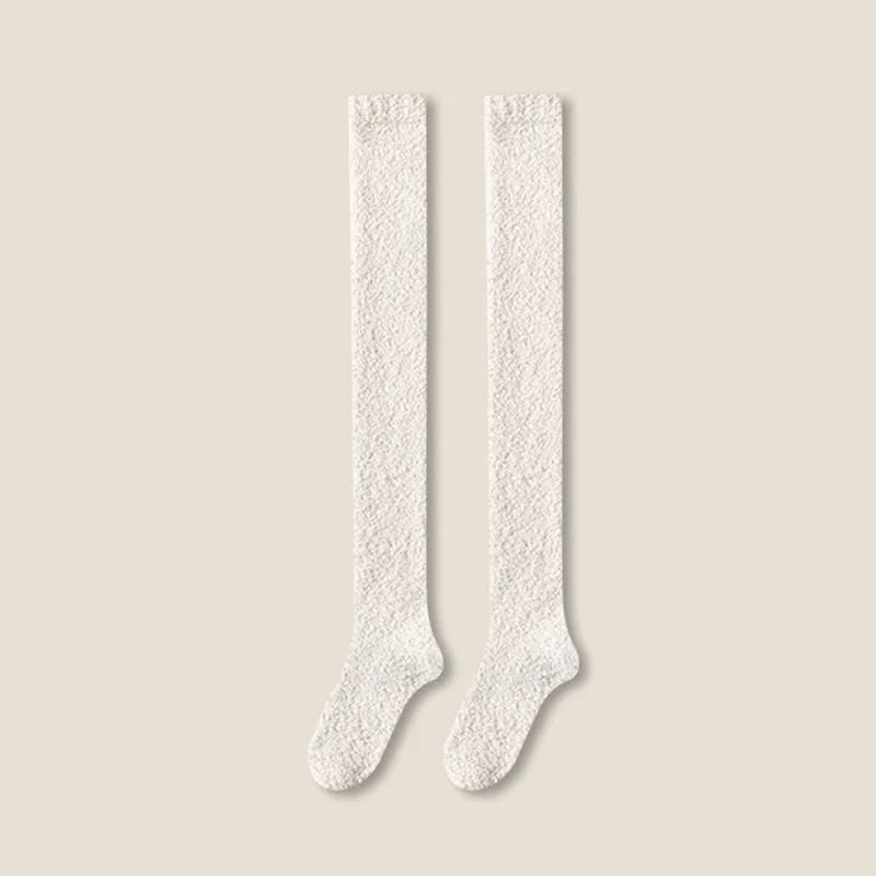 Womens Winter OvertheKnee Coral Fleece Socks  Soft Plush ThighHighs For Cozy Home  Sleep 5