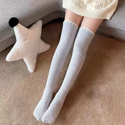 Women's Winter Over-the-Knee Coral Fleece Socks – Soft Plush Thigh-Highs for Cozy Home & Sleep