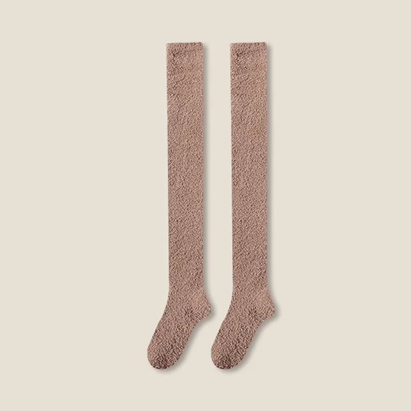 Womens Winter OvertheKnee Coral Fleece Socks  Soft Plush ThighHighs For Cozy Home  Sleep 7