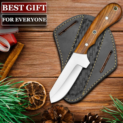 Handmade Damascus Bull Cutter Knife EDC Fixed Blade Hunting Knife For Skinning Camping Bushcrafting