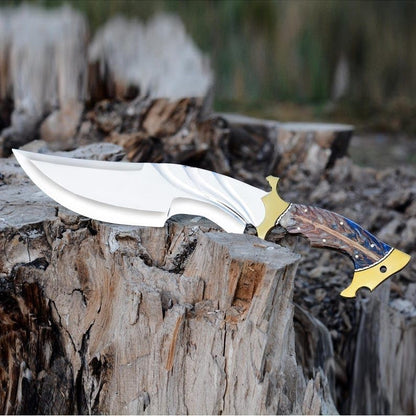 ALFARI D2 Bowie Knife Large Crocodile Dundee Bowie Knife With Leather Sheath Fixed Blade Knife With 1