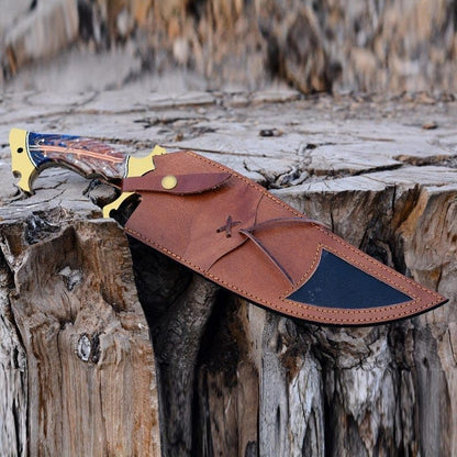 ALFARI D2 Bowie Knife Large Crocodile Dundee Bowie Knife With Leather Sheath Fixed Blade Knife With 4