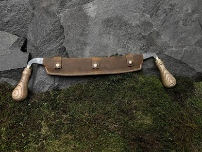Big Drawknife With Leather Case Wood Carving Knife Spoons Bowls Carving Drawknife Carpentry Knife H