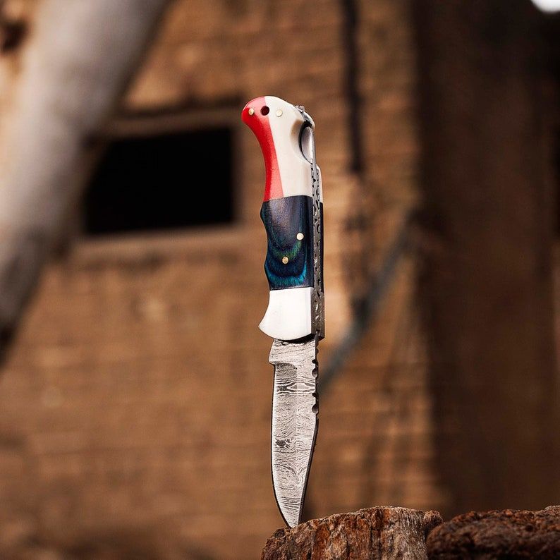 Personalized Handmade Damascus Pocket Folding Knife