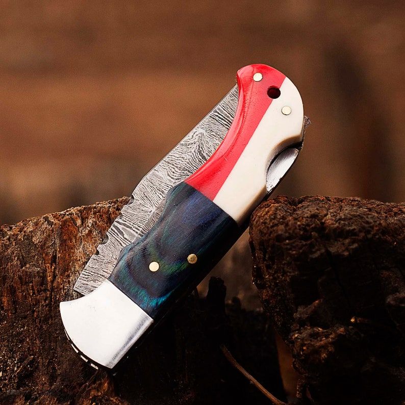 Personalized Handmade Damascus Pocket Folding Knife