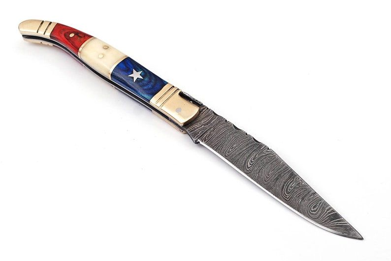 Damascus Steel TEXAS FLAG French