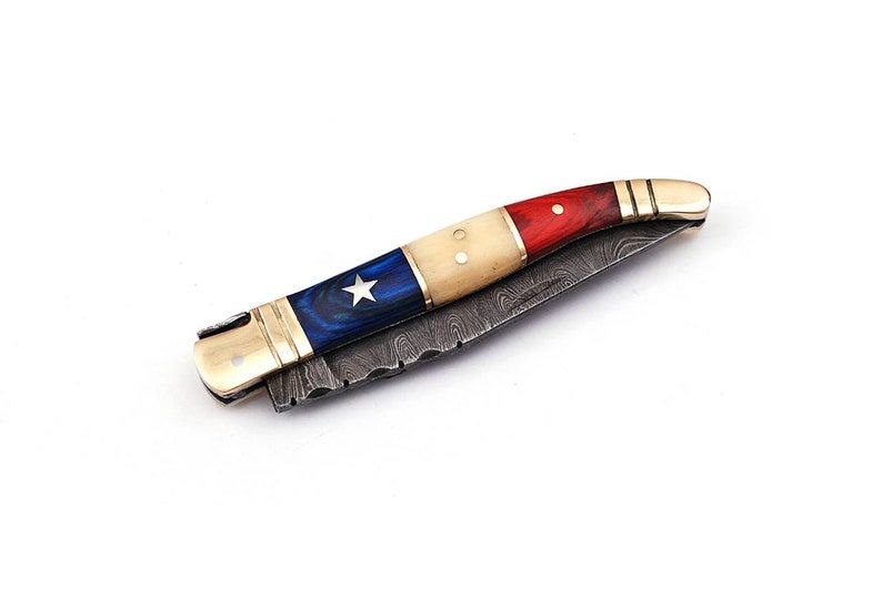 Damascus Steel TEXAS FLAG French
