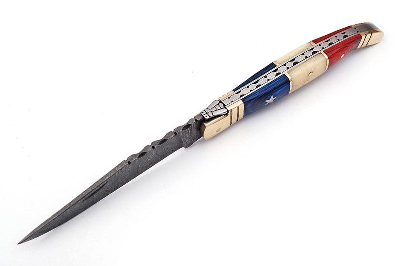 Damascus Steel TEXAS FLAG French