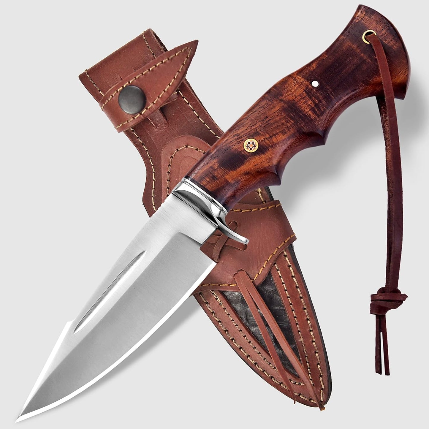 Handmade Hunting Knife  10 Bushcraft Fixed Blade EDC Knife With D2 Steel Blade Walnut Wood Handle L 1