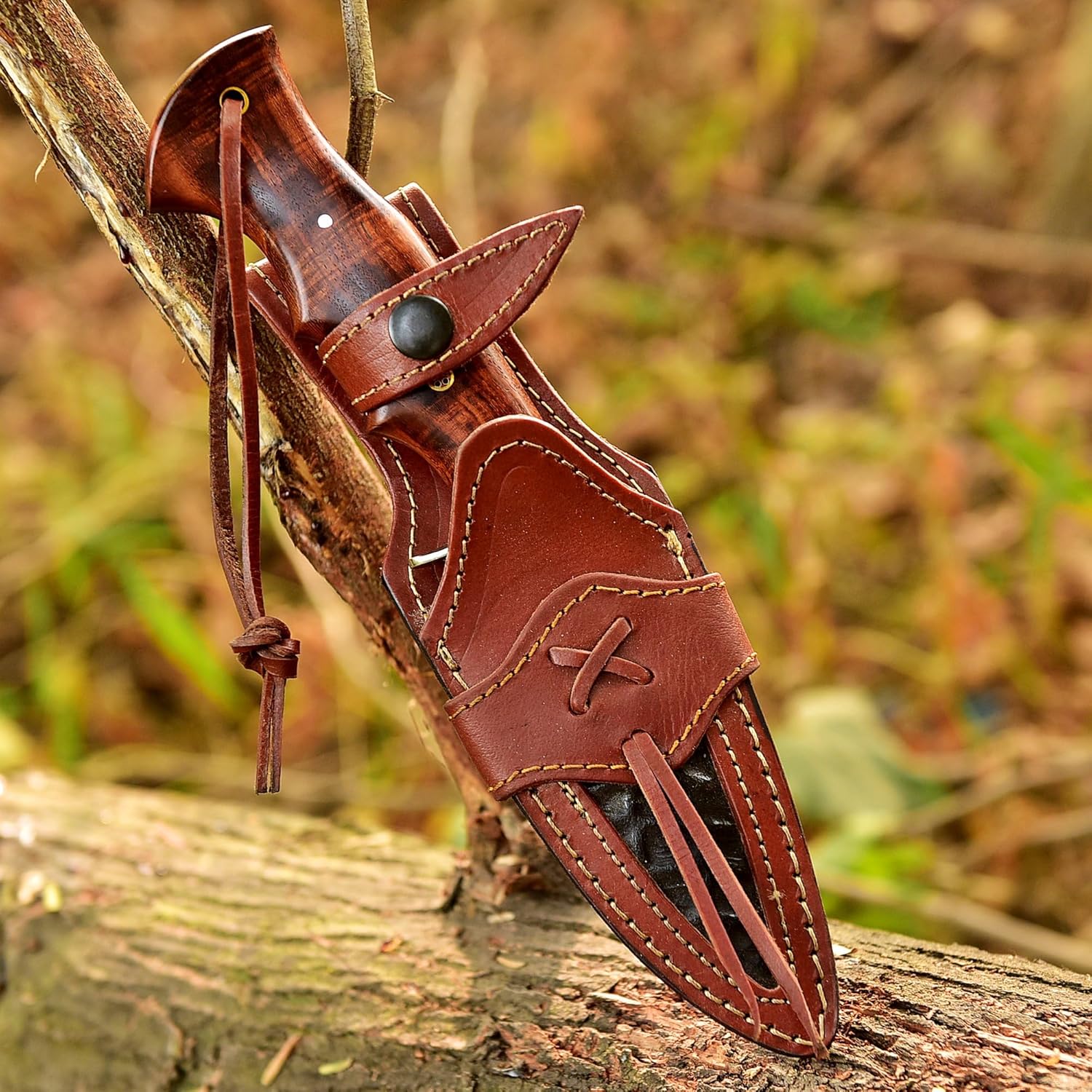 Handmade Hunting Knife  10 Bushcraft Fixed Blade EDC Knife With D2 Steel Blade Walnut Wood Handle L 2