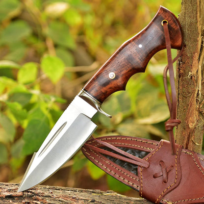 Handmade Hunting Knife  10 Bushcraft Fixed Blade EDC Knife With D2 Steel Blade Walnut Wood Handle L 5