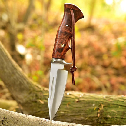 Handmade Hunting Knife  10 Bushcraft Fixed Blade EDC Knife With D2 Steel Blade Walnut Wood Handle L 6