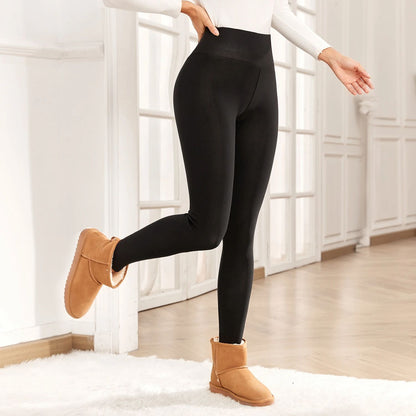 Women Soft Thick Velvet Leggings High Waist Stretch Leggings Super Pants For Winter Warmth 2